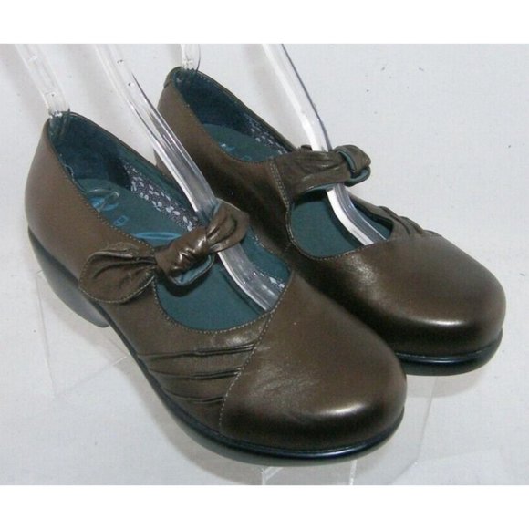 Dansko Ainsley bronze leather knot hook and loop mary jane clogs 8.5 EU 39 - Picture 4 of 11